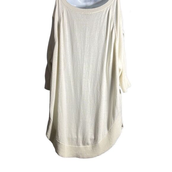 Express Cold Shoulder Rounded Hem Woven Sleeve Sweater Size S - Picture 3 of 8